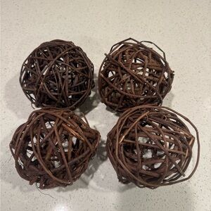 Set of Decorative Brown Rattan Balls